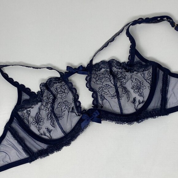 Agent Provocateur Rosa Navy Bra 34C New - Picture 6 of 12